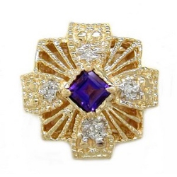 B3614 14K SQUARE AMETHYST & DIAMOND SLIDE 